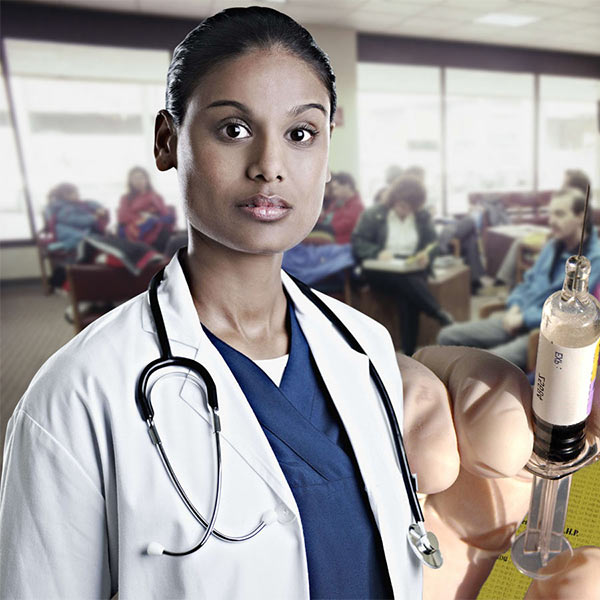 Un médecin au centre de santé.