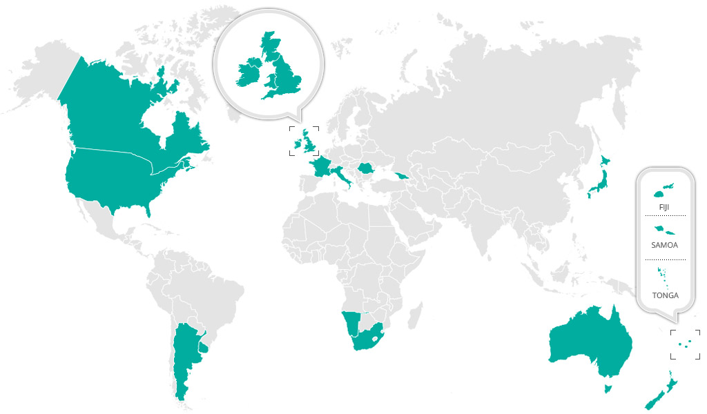 Carte des pays participants